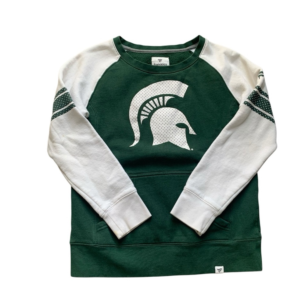 Fanatics MSU Green and White Sweatshirt S